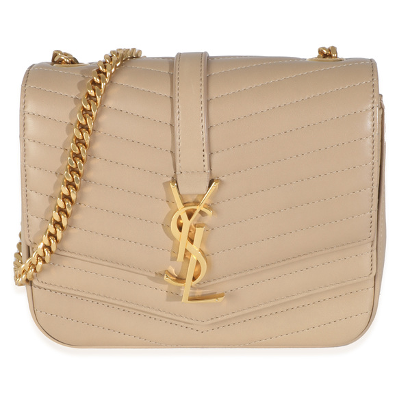 Saint Laurent Beige Chevron Quilted Lambskin Mini Sulpice - Picture 1 of 8